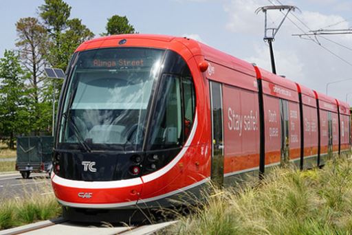 Image of light rail tram in Canberra