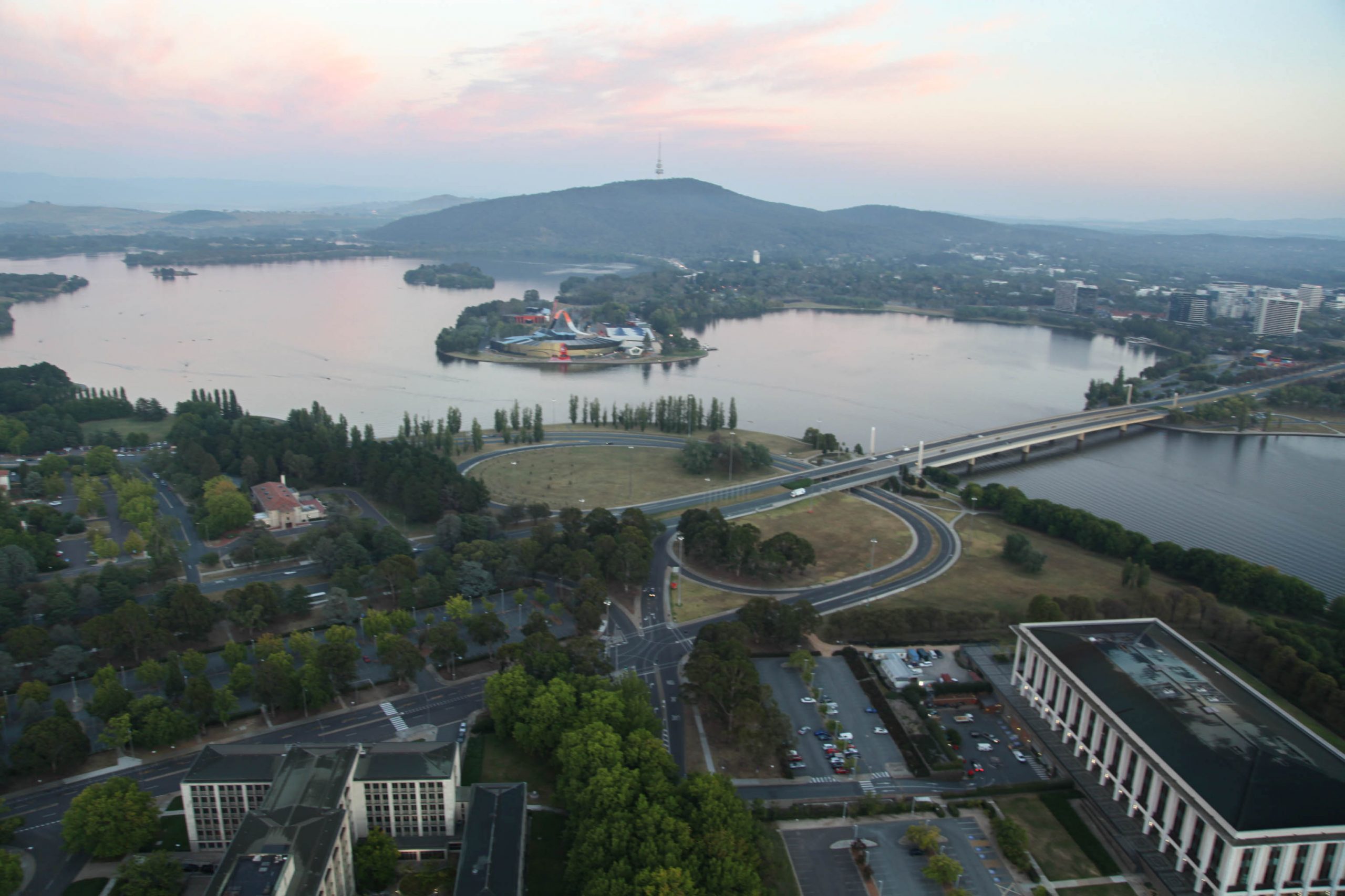 Aerial view of Canberra