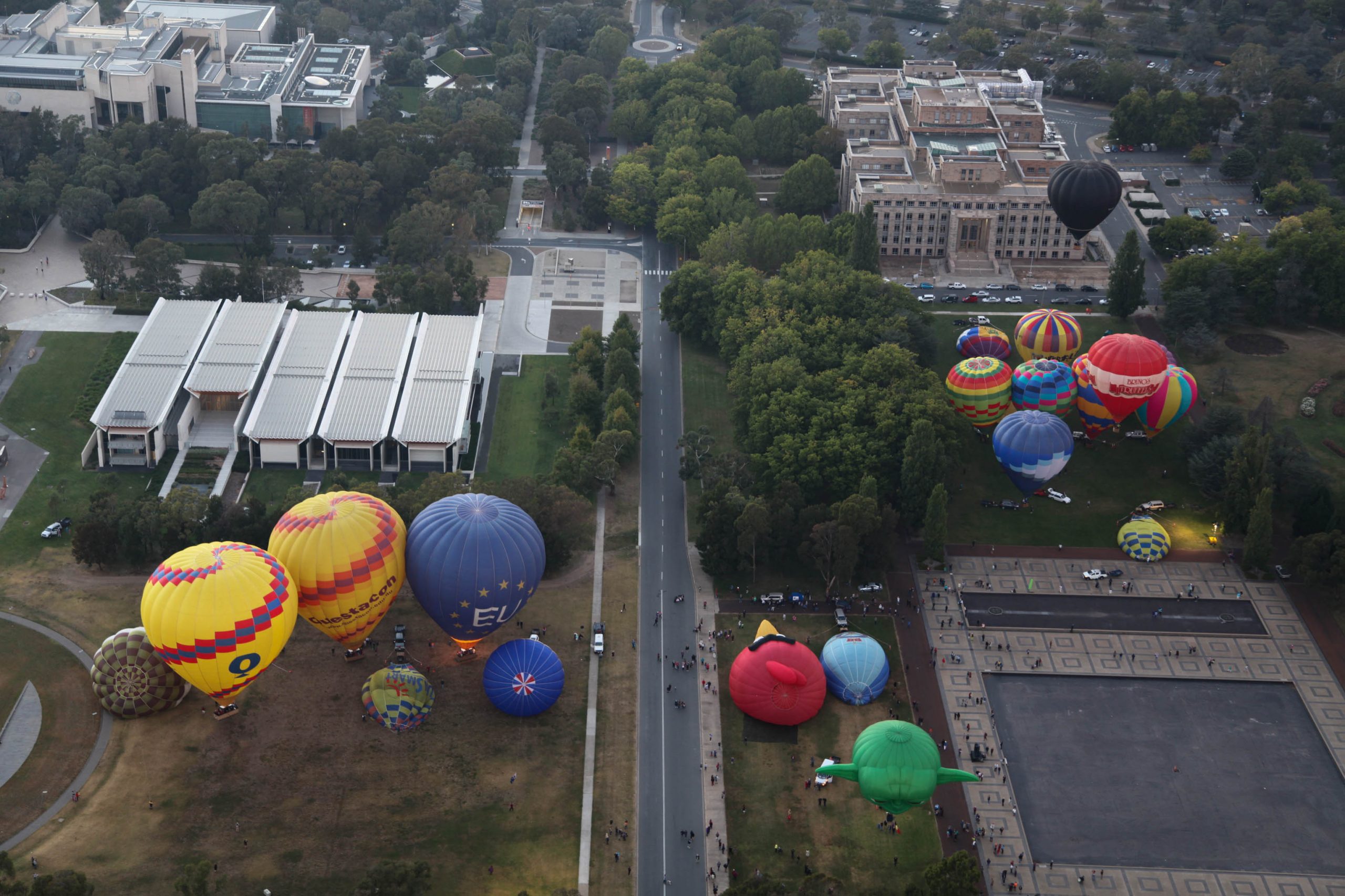 Aerial view of balloon festival in Canberra
