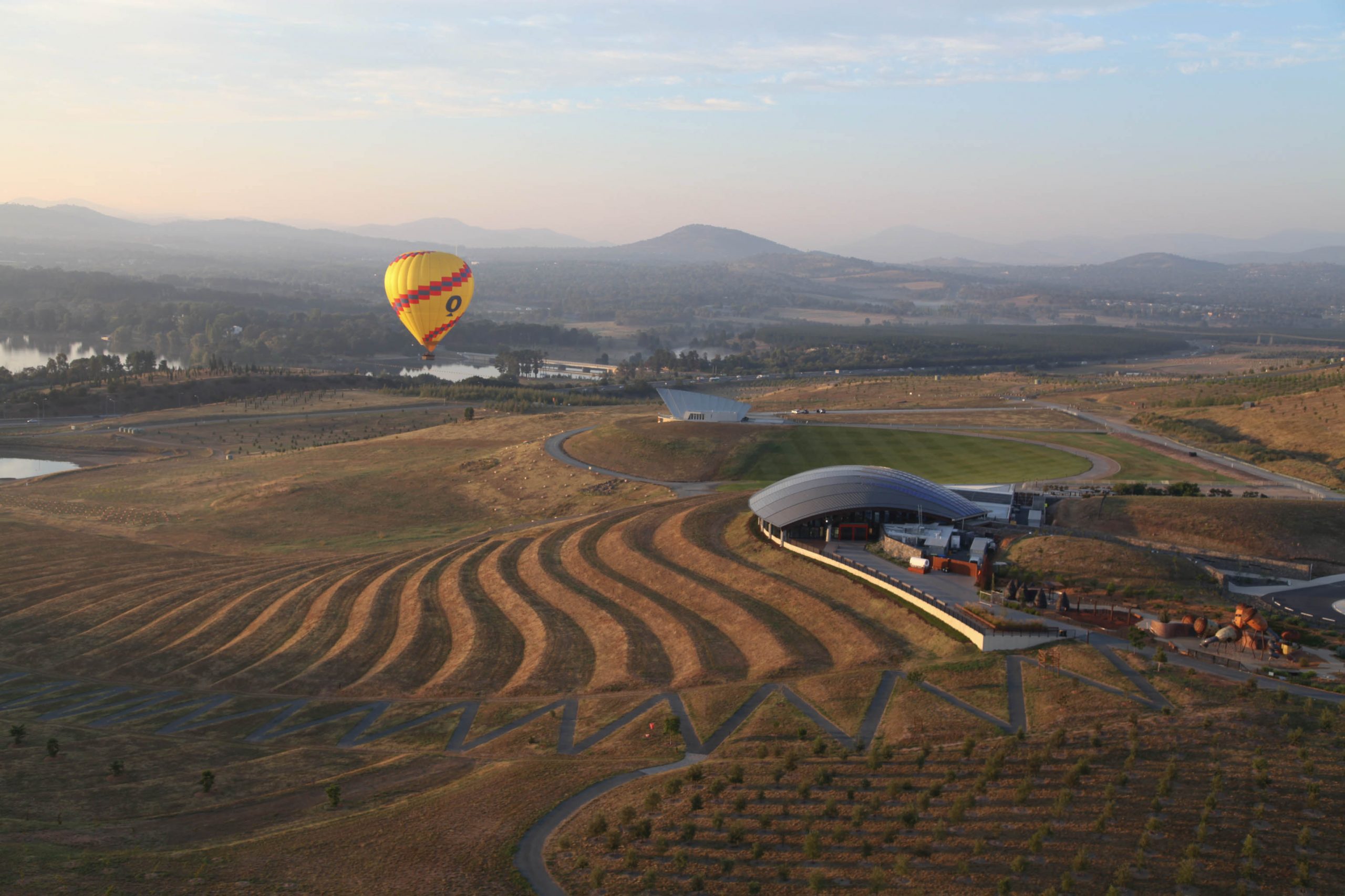 Aerial view of National Arboretum in Canberra